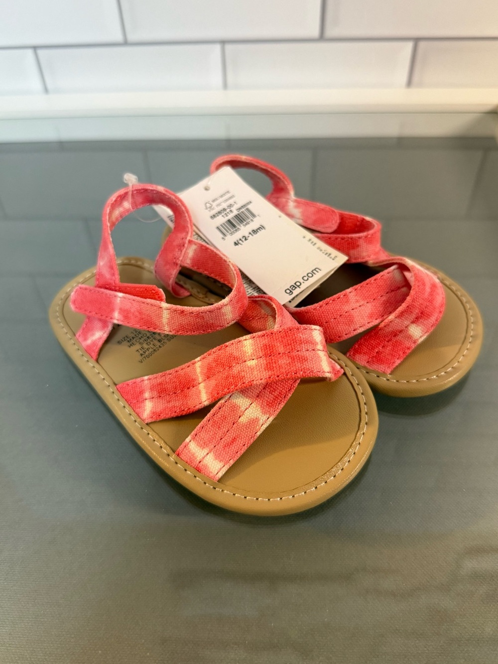 GAP Kids Coral Pink Tie-Dye Strappy Sandals